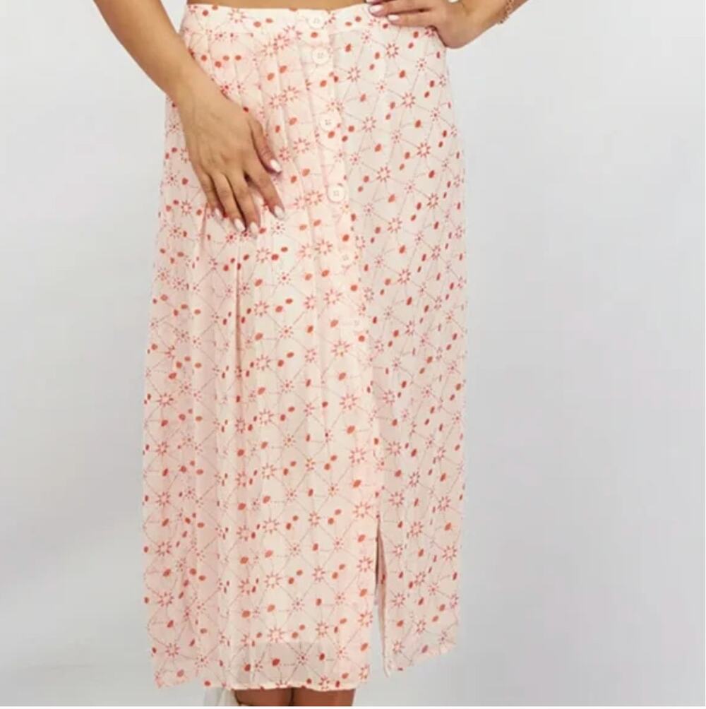 Avec Les Filles Constellation Pleated Sheer Fully Lined Skirt Women's sz. 6